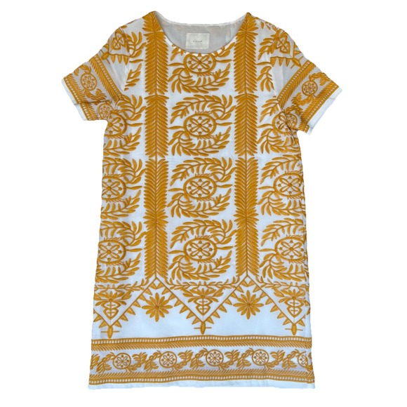 all:row Dress Womens Small Yellow Embroidered Sundress Clean Girl Coquette Boho - Picture 1 of 9
